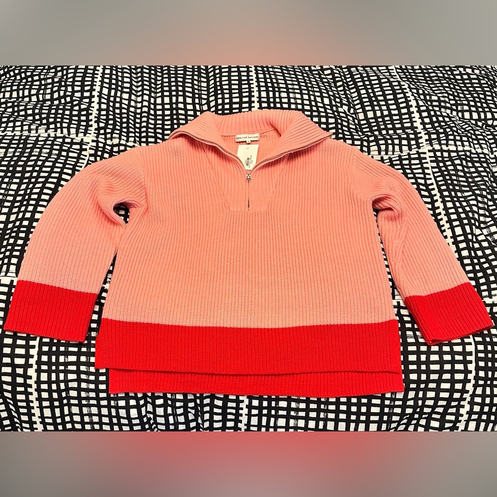 English Factory pink/Red Zip Pullover Sweater, Size M, NWT